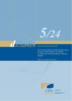 Dictamen 5/24 de 5 de marzo sobre el Proyecto de Decreto por el que se regula la ayuda económica para los hijos e hijas huérfanas de víctimas mortales de la violencia machista contra las mujeres